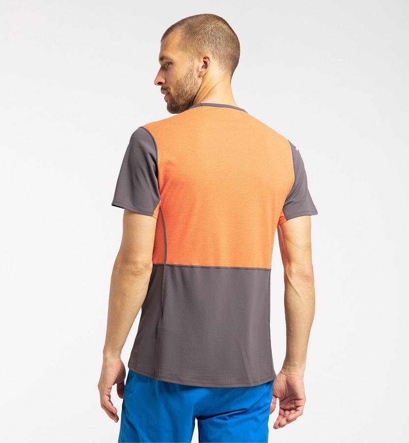 Haglöfs Mens L.I.M Crown T-Shirt Black/Orange New Zealand 74960PXUW
